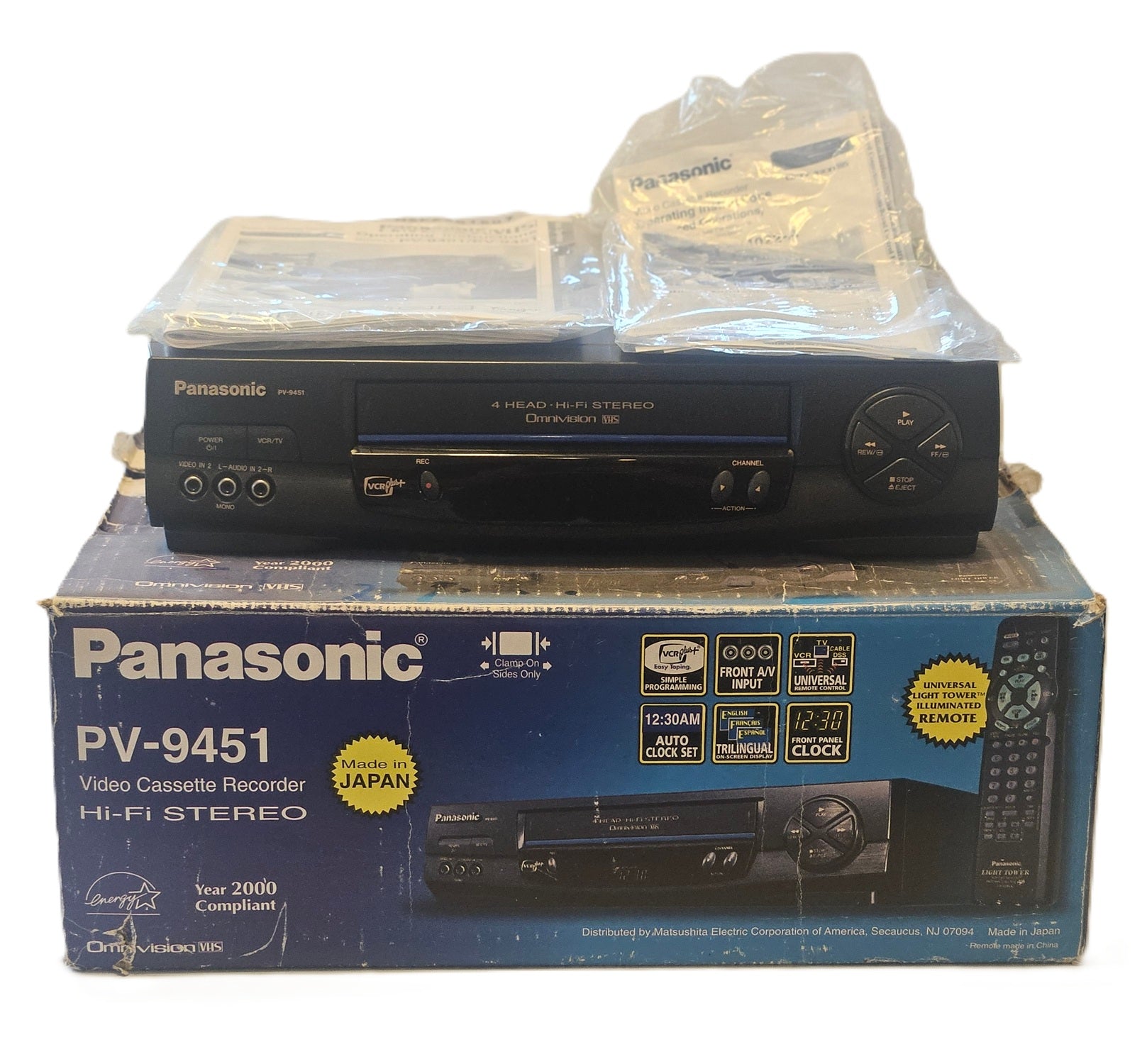 Panasonic PV-9451 Omnivision 4 Head Hi-Fi Stereo VCR Vhs Player w/ Original Box