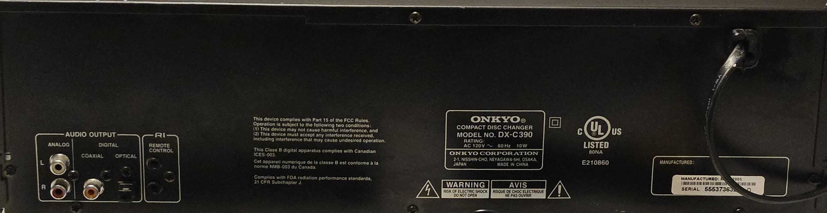 Onkyo DX-C390 6-Disc Carousel CD Changer