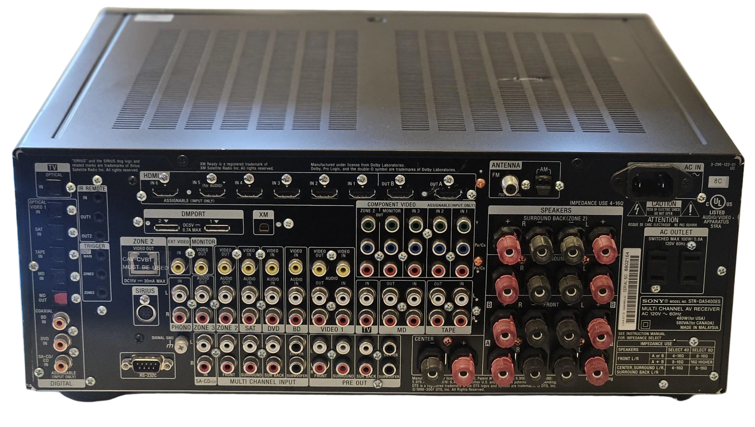Sony STR-DA5400ES AV 7.1 Channel 840 Watt Receiver